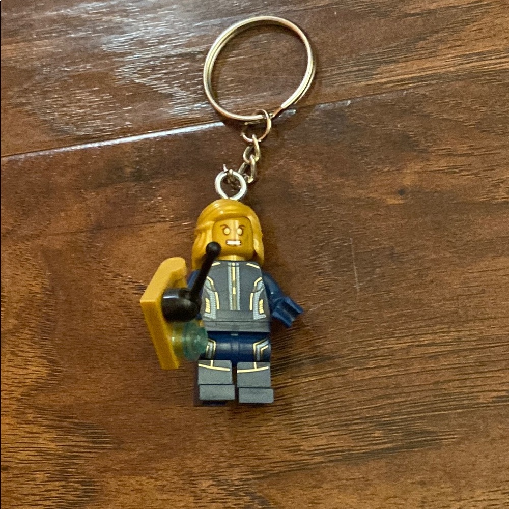 LEGO Warrior Keychain with Blue and Gold Accents